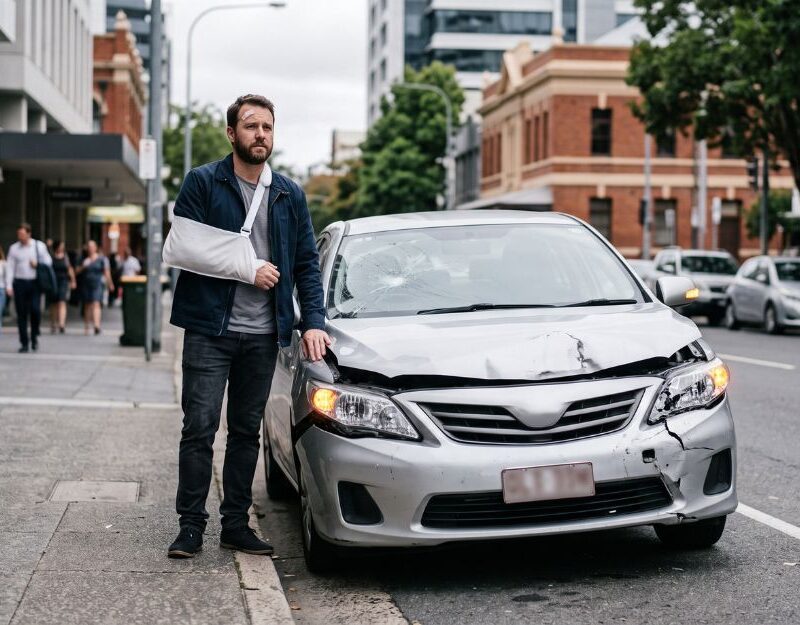 Man documenting his vehicle details after a road accident in NSW, illustrating what to do in the first 30 days